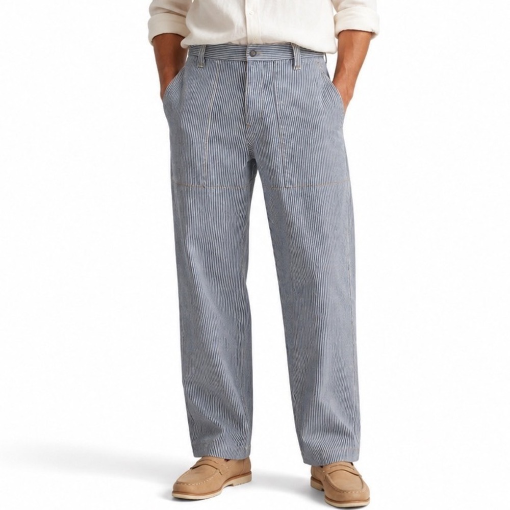 Madewell Baggy Surplus Pants Mens W31 L32 Hickory Stripe Blue White Railroad